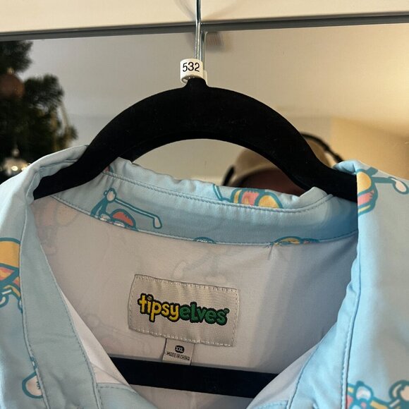 Tipsy Elves Hotdog Short Sleeve Polo Size XXL Color Blue - Picture 4 of 5